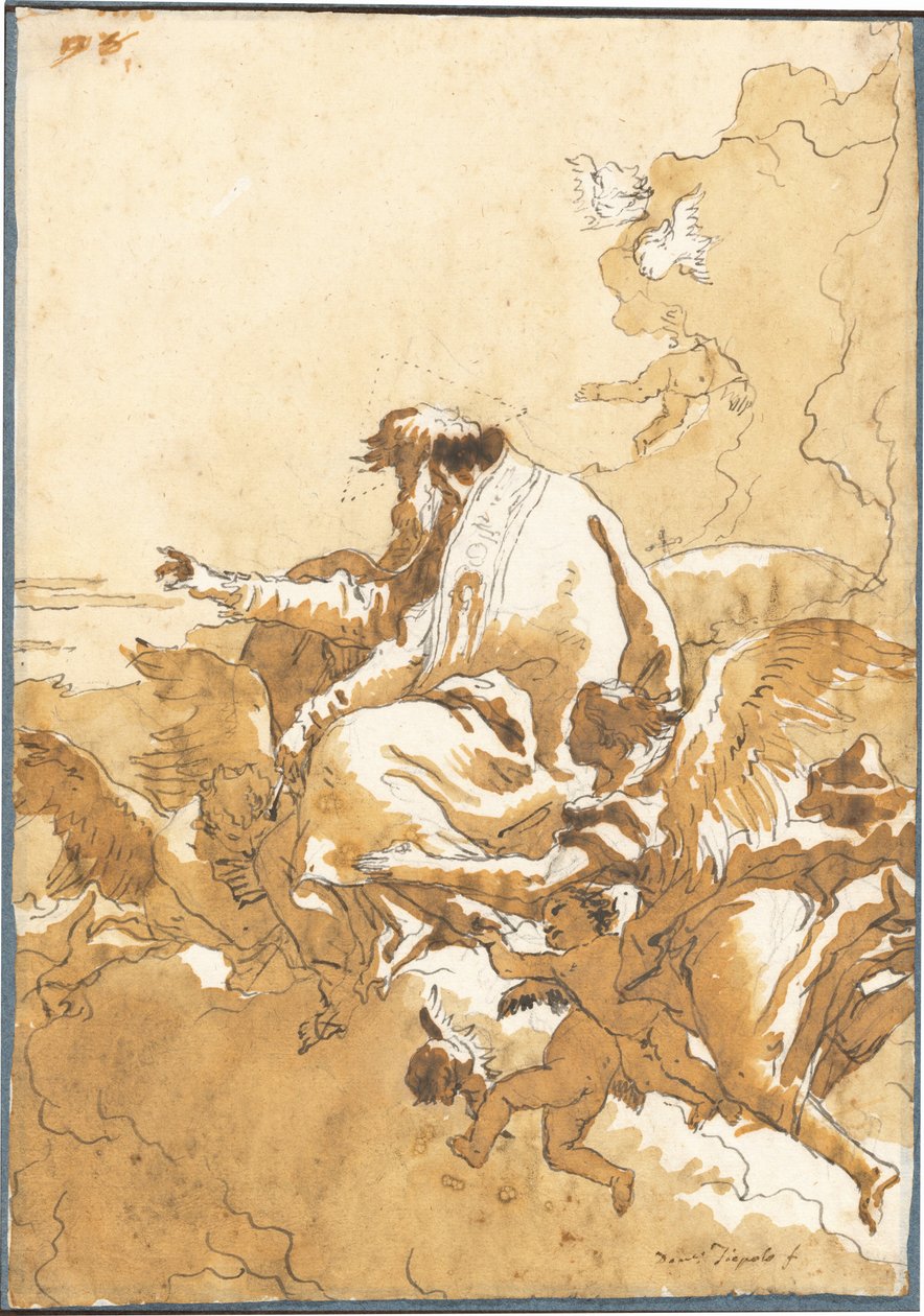 Gud Faderen sitter i skyer omgitt av engler og Putti av Giovanni Domenico Tiepolo