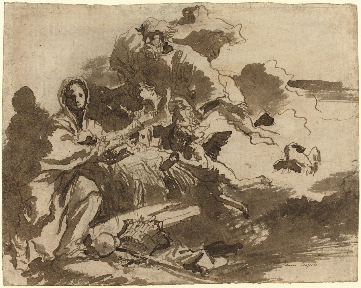 Gud Faderen og englene som tilber Madonnaen og barnet [recto] av Giovanni Domenico Tiepolo