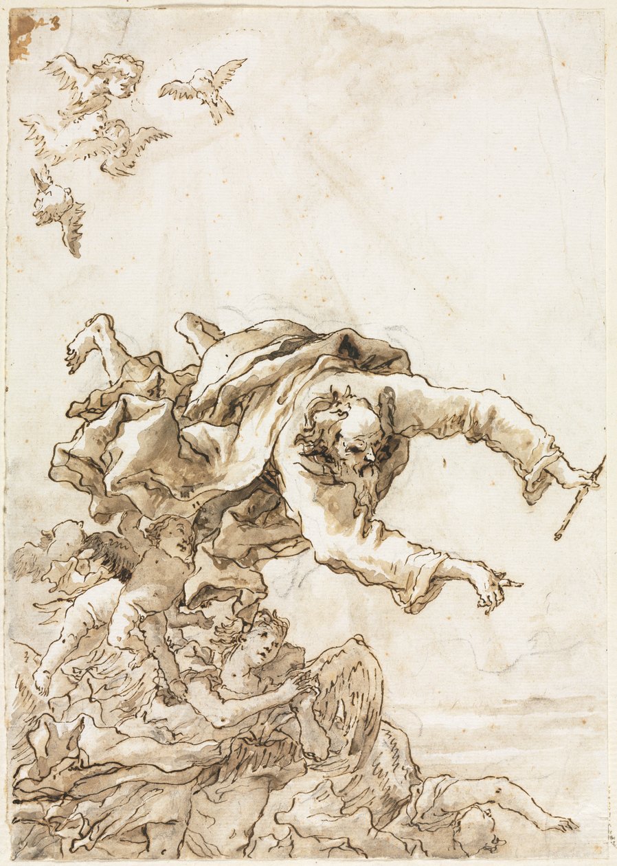 Gud Faderen med engler og kjeruber, 1758 eller senere. av Giovanni Domenico Tiepolo