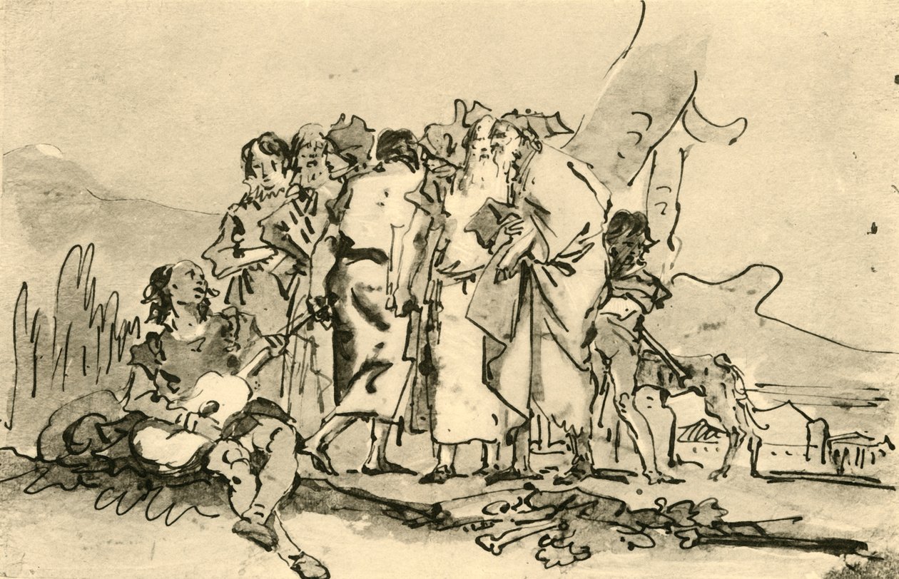 Gruppe av gamle og unge menn, midten av slutten av 1700-tallet, 1928 av Giovanni Domenico Tiepolo