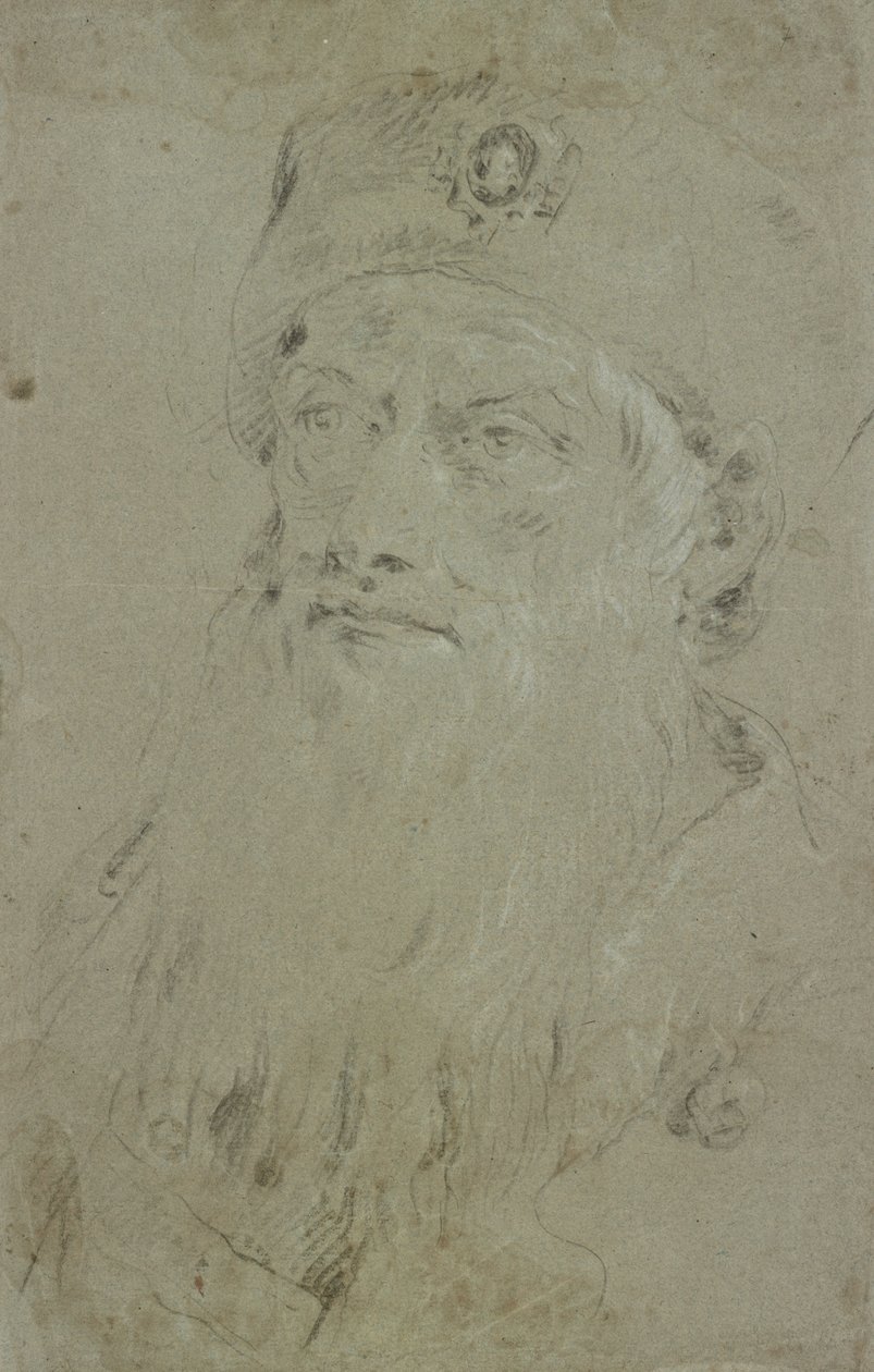 Hode av en skjeggete orientaler av Giovanni Domenico Tiepolo