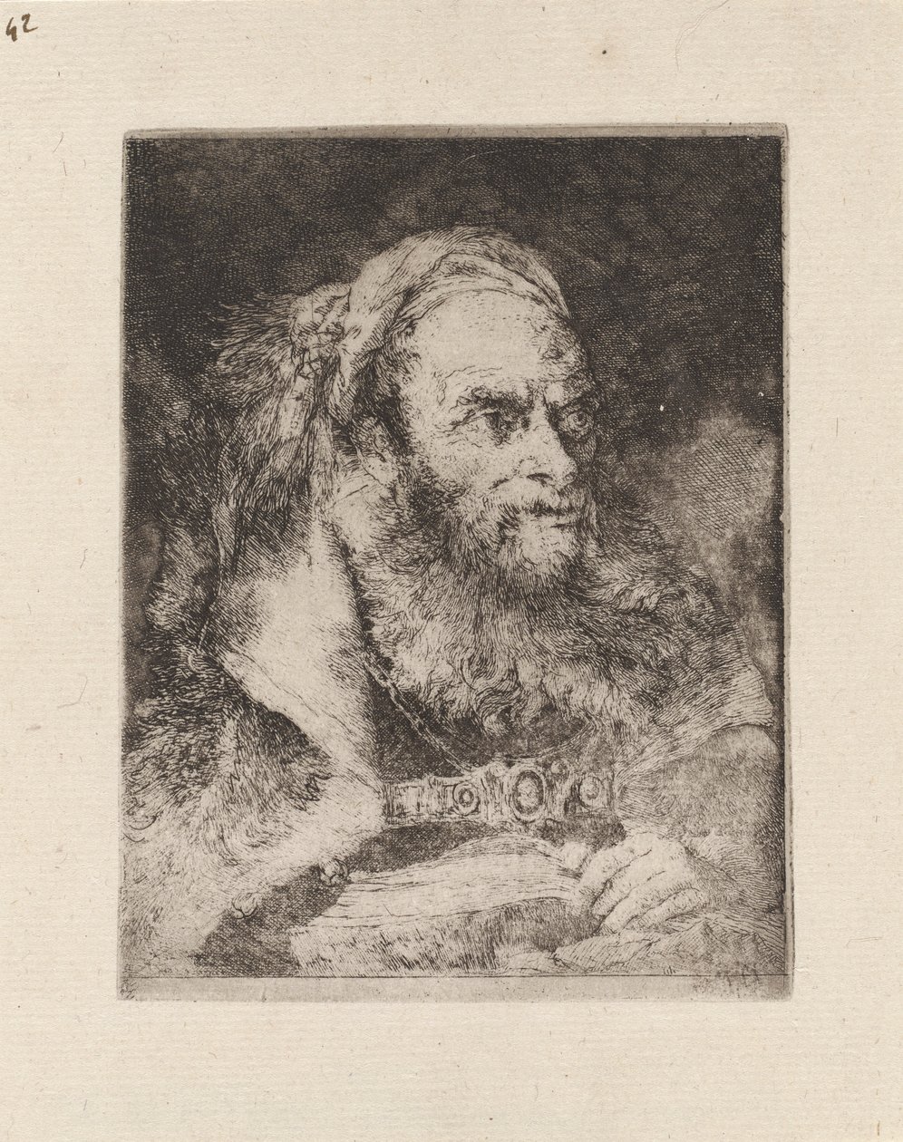 Head of an Oriental, A Book in Hand, fra Raccolta di Teste (Samling av hoder) av Giovanni Domenico Tiepolo