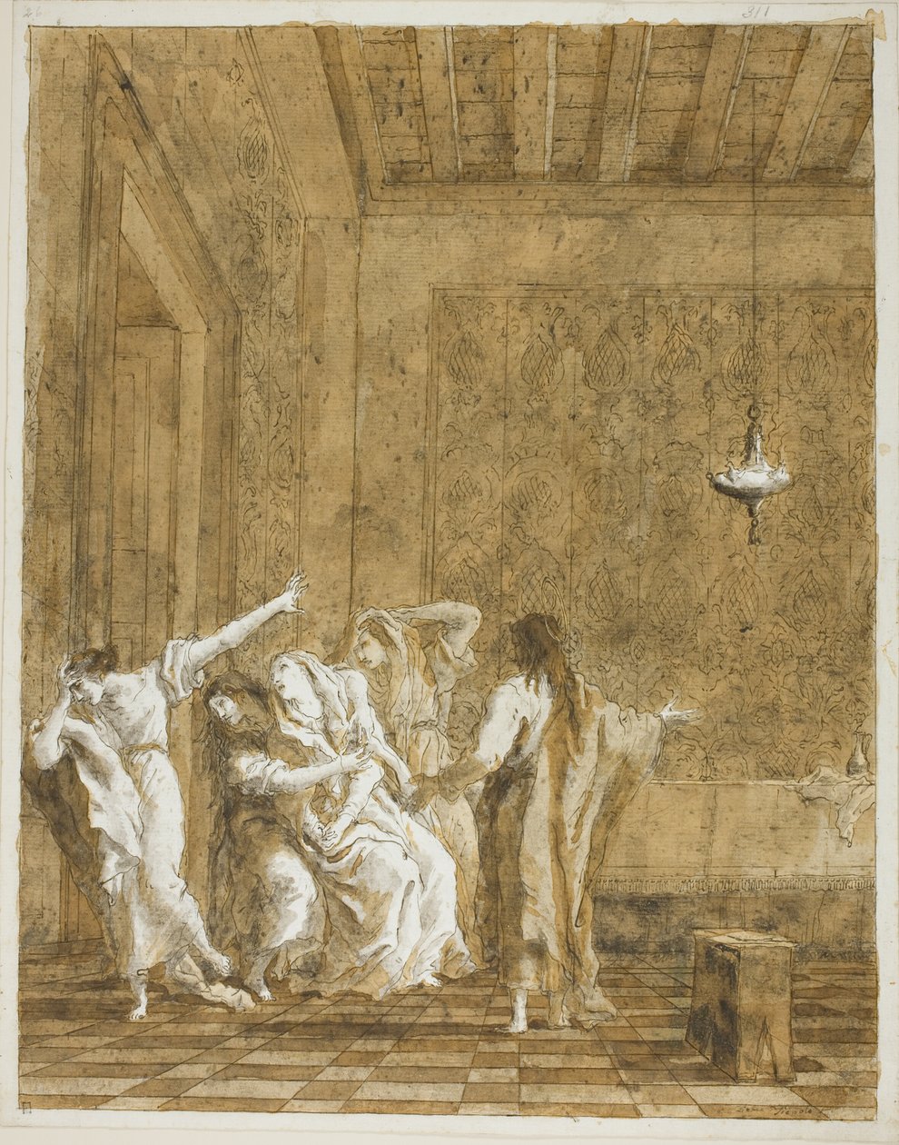 Jesus i Jairus hus av Giovanni Domenico Tiepolo