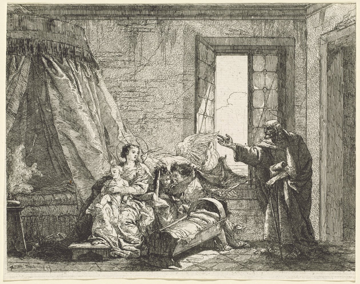 Joseph videresender til Maria Guds befaling om å flykte av Giovanni Domenico Tiepolo