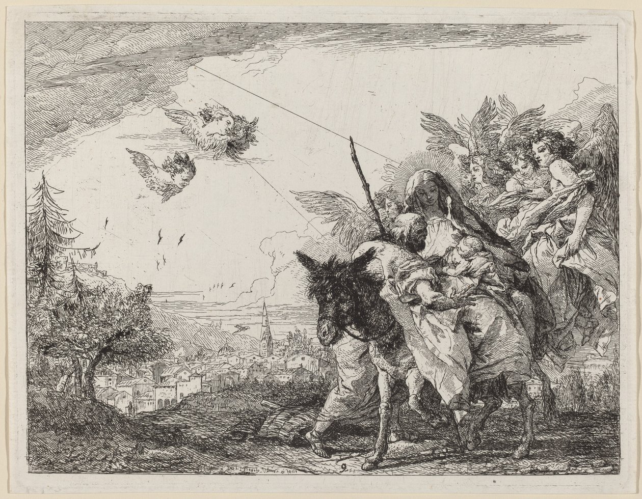 Joseph, stående, forguder barnet av Giovanni Domenico Tiepolo