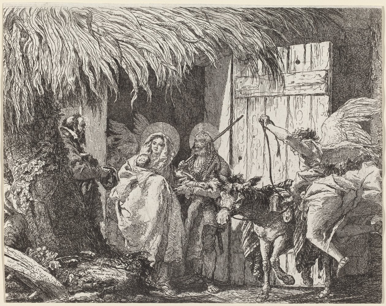 Joseph og Mary forbereder seg på å reise av Giovanni Domenico Tiepolo