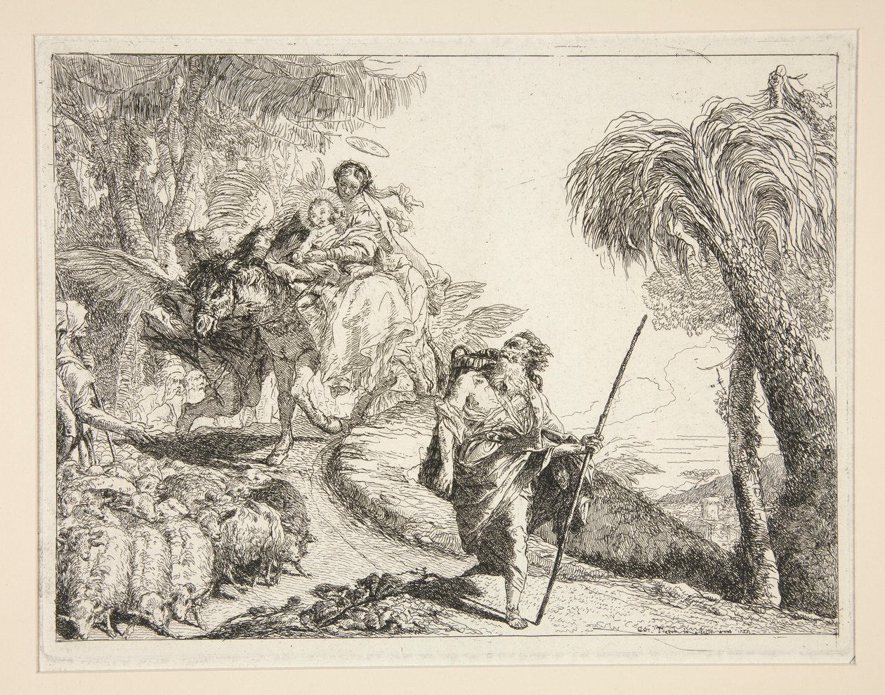 Joseph with the Virgin and Child, fra serien Idee pittoresche sopra la fuga in Egitto (Flight into Egypt) av Giovanni Domenico Tiepolo