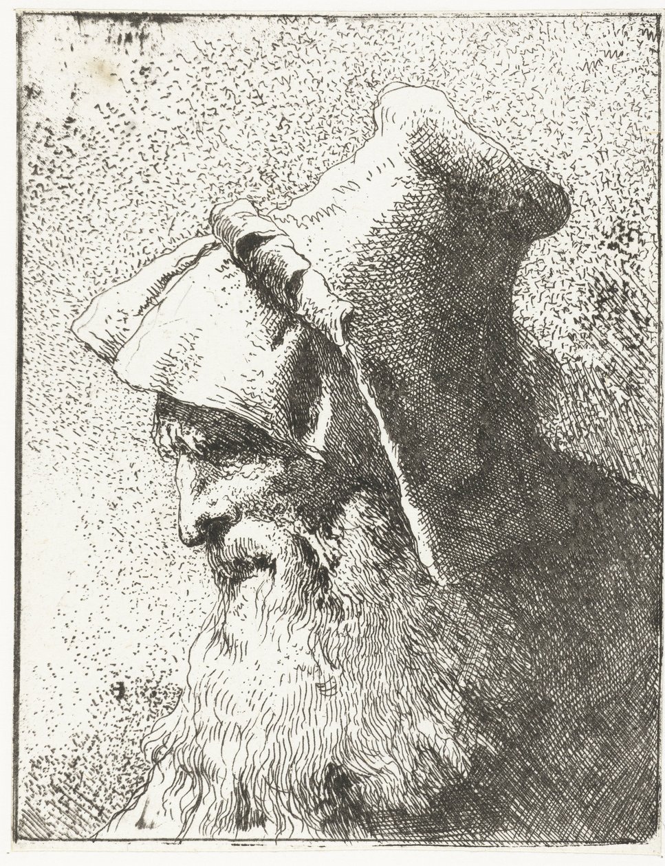 Mann med skjegg og hatt Samling av hoder (serietittel) Raccolta di Teste (serietittel) av Giovanni Domenico Tiepolo