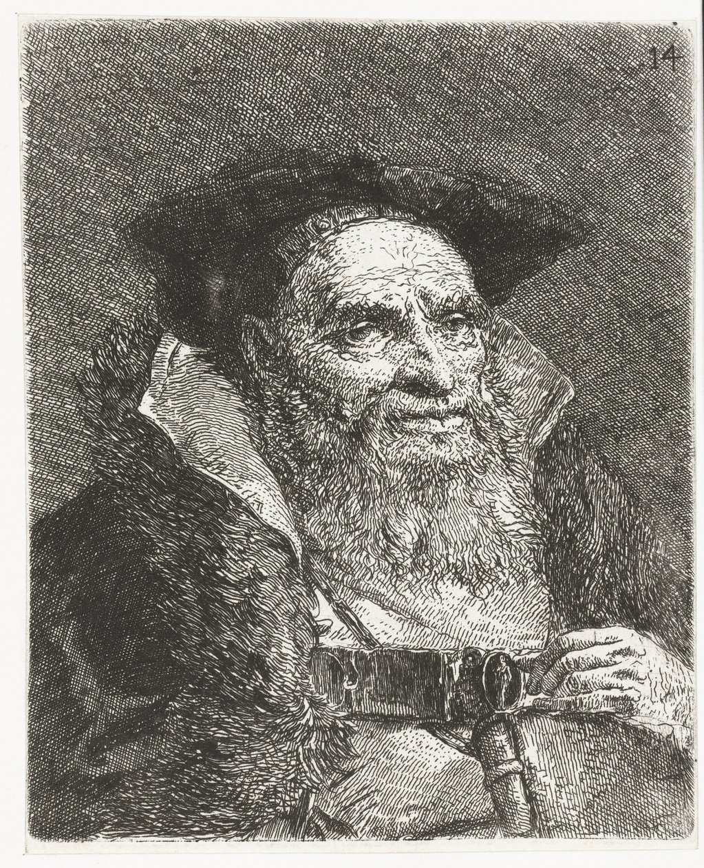 Mann med beret Samling av hoder (serietittel) Raccolta di Teste (serietittel) av Giovanni Domenico Tiepolo