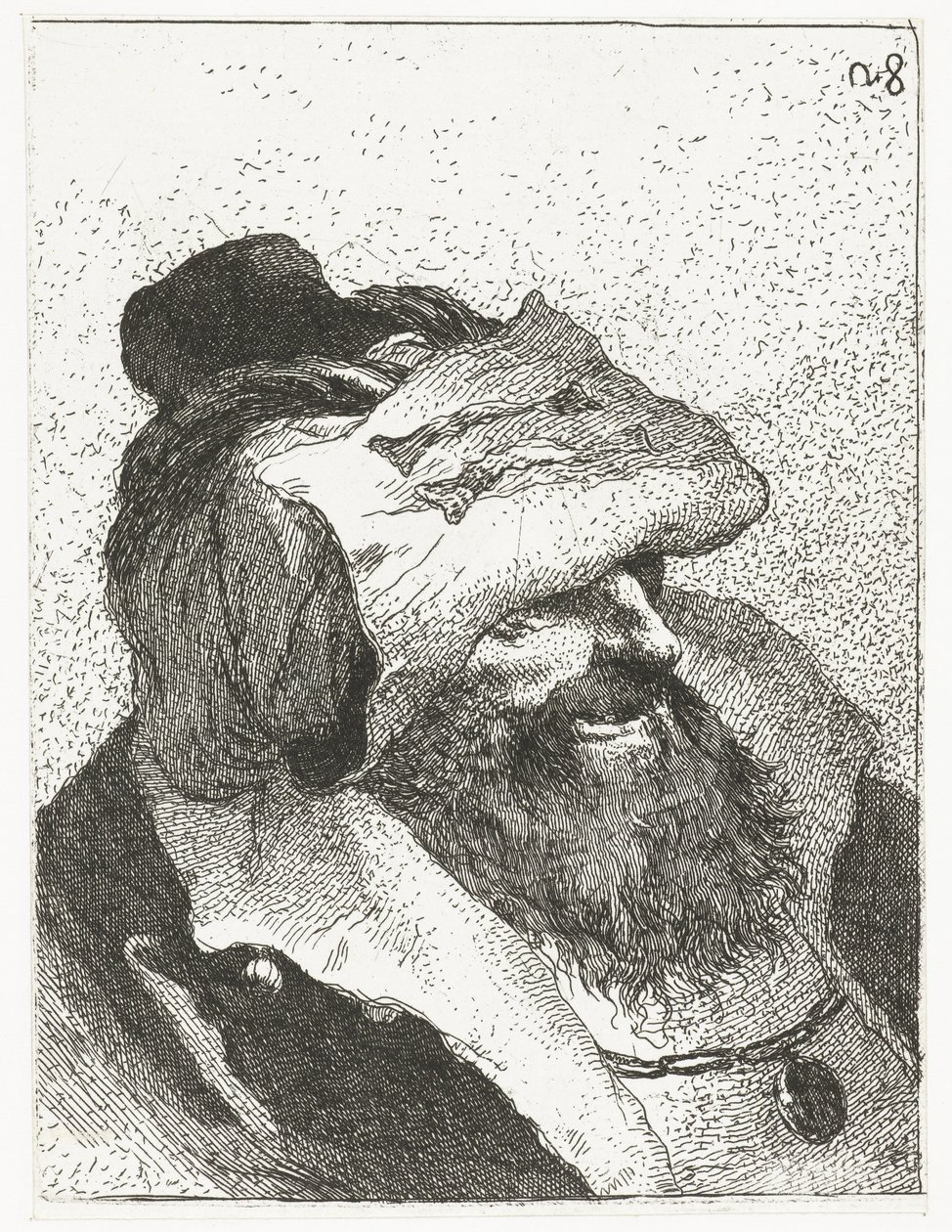 Mann med oppslått hatt Samling av hoder (serietittel) Raccolta di Teste (serietittel) av Giovanni Domenico Tiepolo