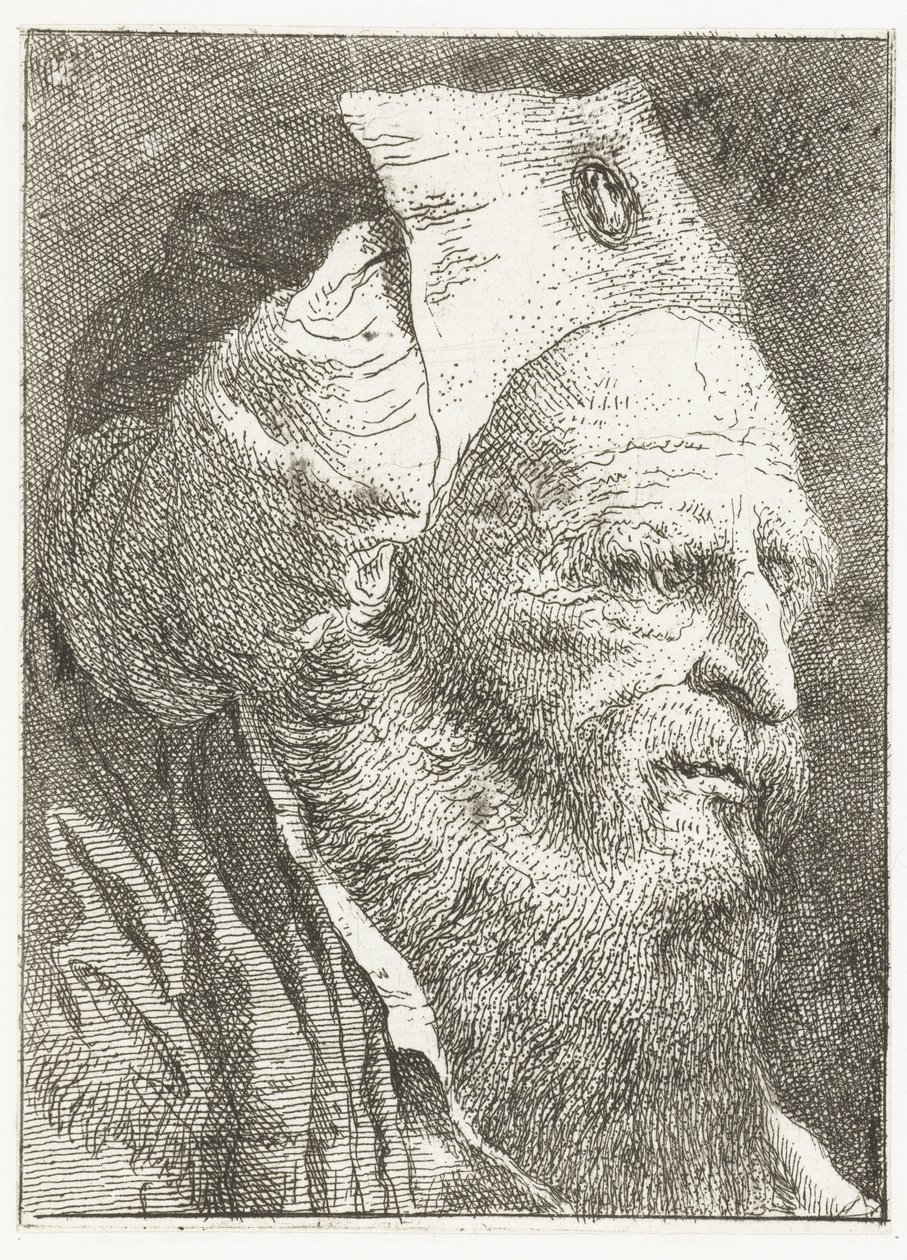 Mann i den oppslåtte hatten Samling av hoder (serietittel) Raccolta di Teste (serietittel) av Giovanni Domenico Tiepolo