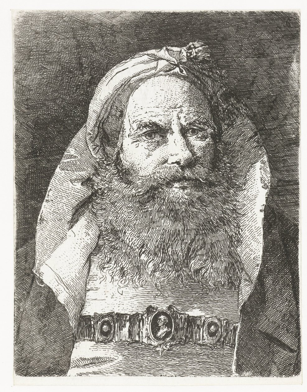 Mann med liten turban Samling av hoder (serietittel) Raccolta di Teste (serietittel) av Giovanni Domenico Tiepolo