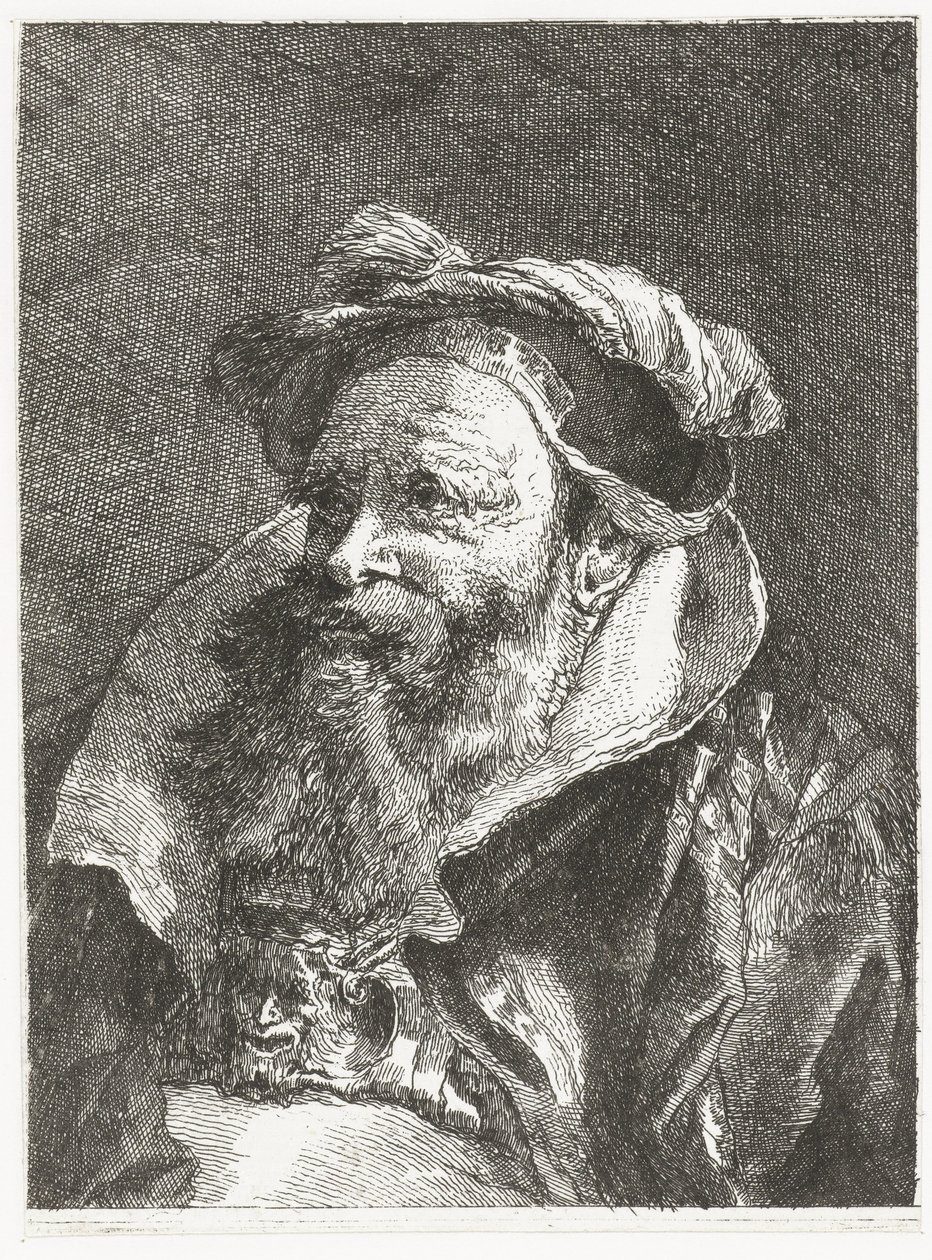 Mann med satyrhode på spenne Samling av hoder (serietittel) Raccolta di Teste (serietittel) av Giovanni Domenico Tiepolo