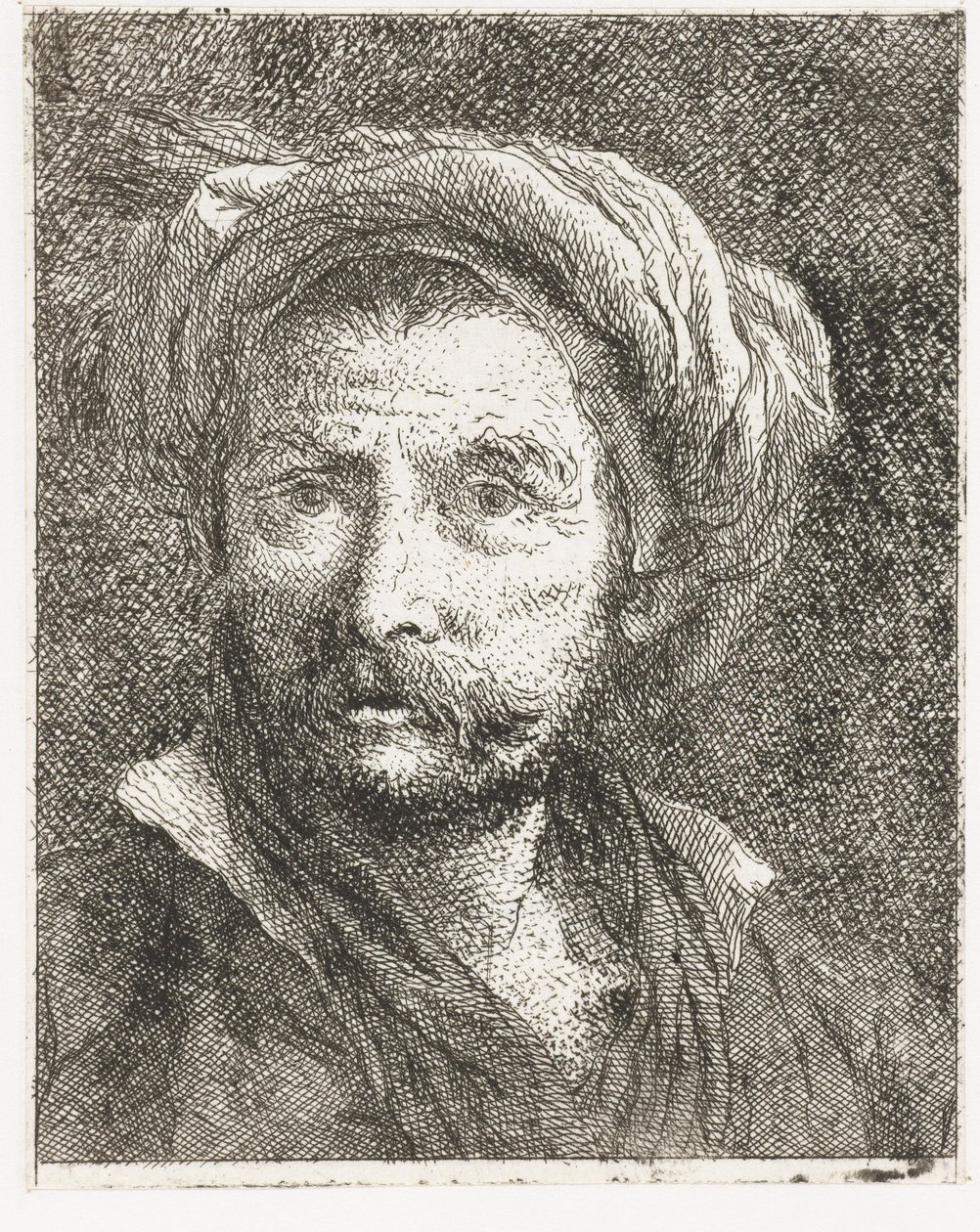 Mann med bart og turban av Giovanni Domenico Tiepolo