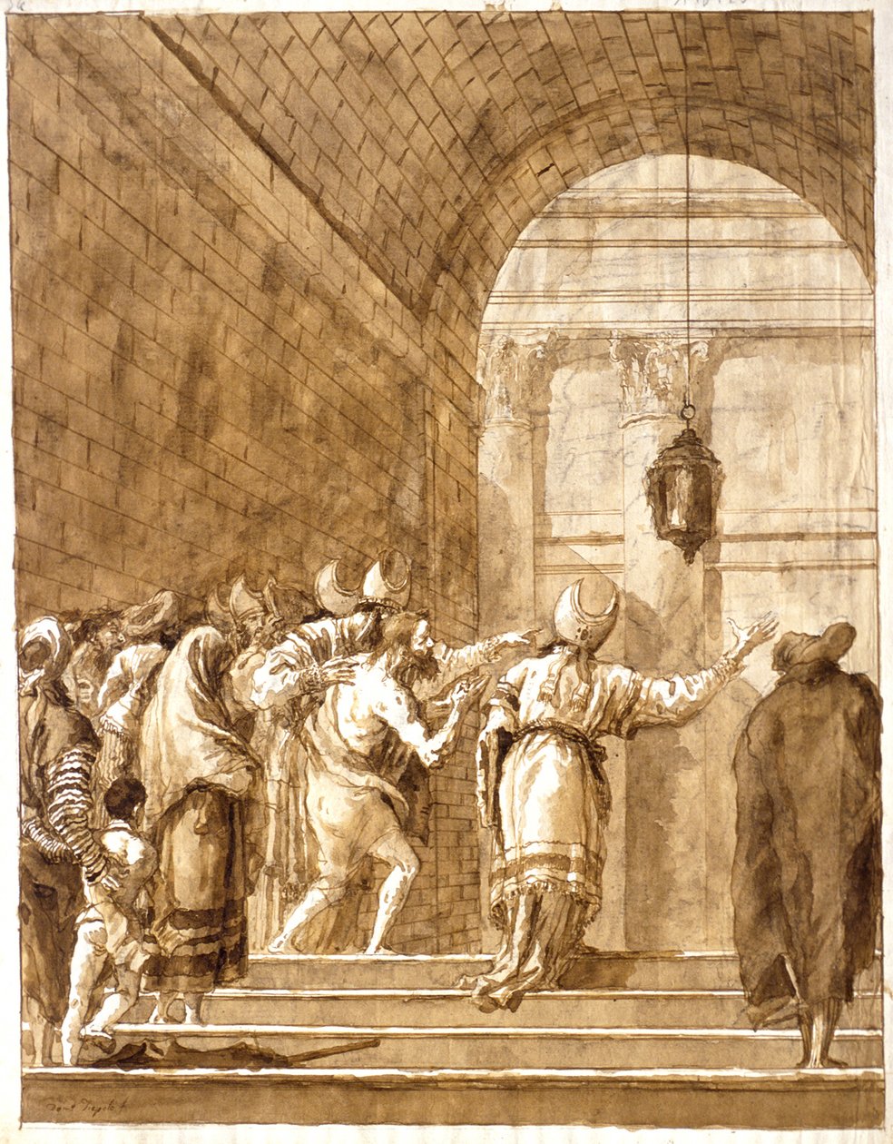 Nebukadnesar vender tilbake fra villmarken til sitt palass av Giovanni Domenico Tiepolo