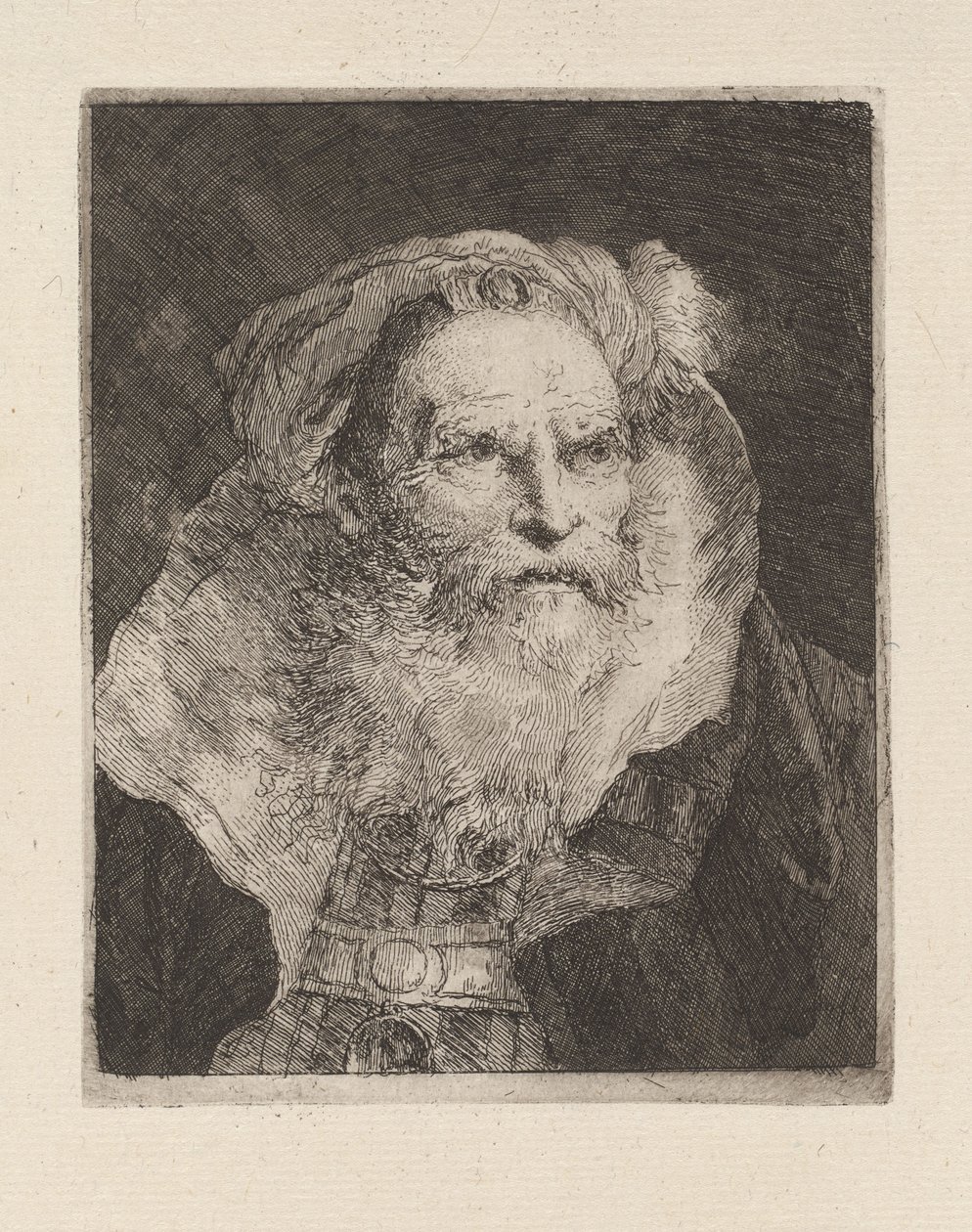 Gammel mann i meditasjon, fra Raccolta di Teste (samling av hoder) av Giovanni Domenico Tiepolo