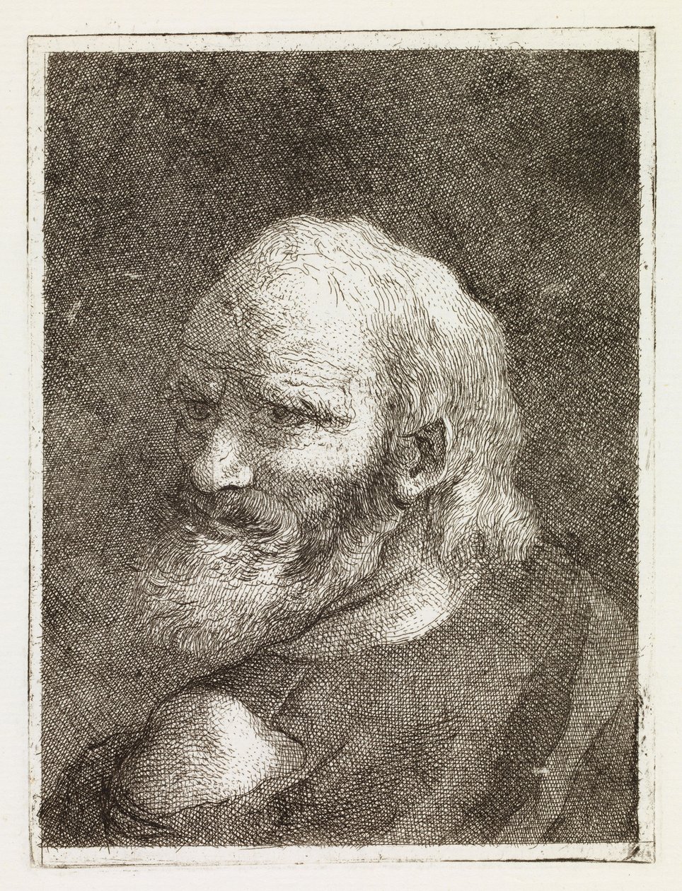 En gammel mann avbildet sett bakfra av Giovanni Domenico Tiepolo