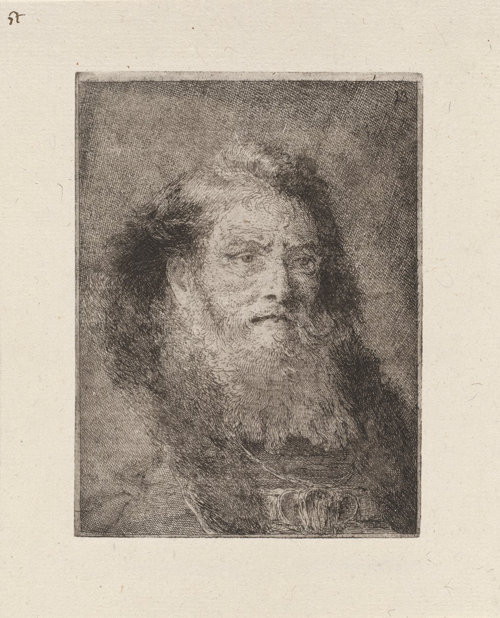 Gammel mann med bare hode, fra Raccolta di Teste (samling av hoder) av Giovanni Domenico Tiepolo