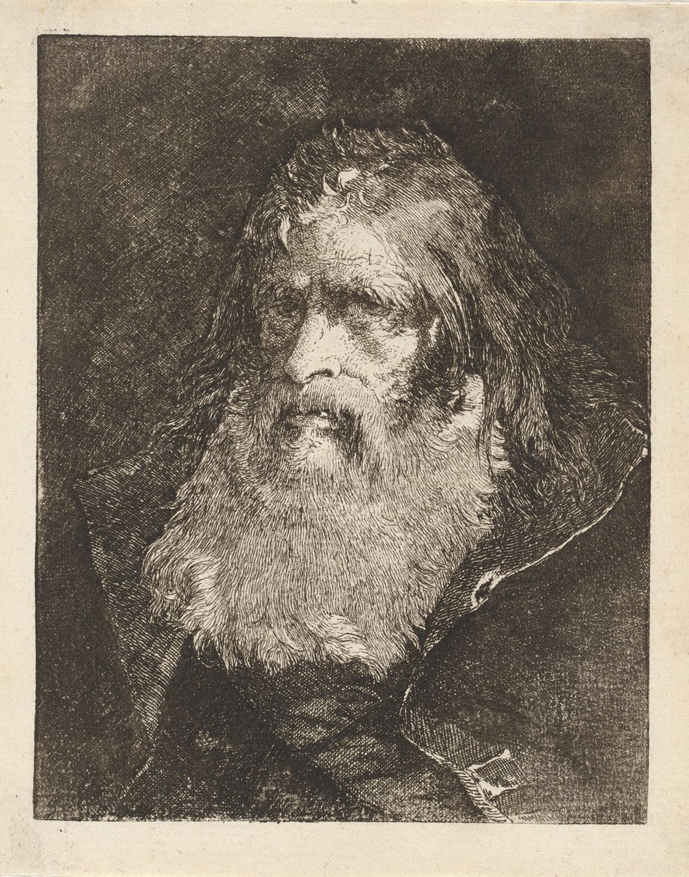 Gammel mann med bare hode, fra Raccolta di Teste (samling av hoder) av Giovanni Domenico Tiepolo