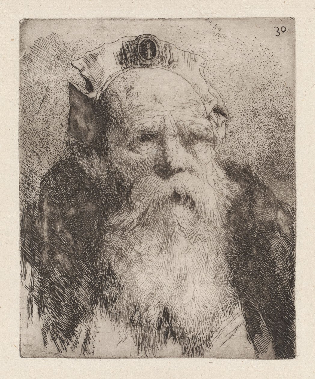 Gammel mann med skjegg, fra Raccolta di Teste (Samling av hoder) av Giovanni Domenico Tiepolo