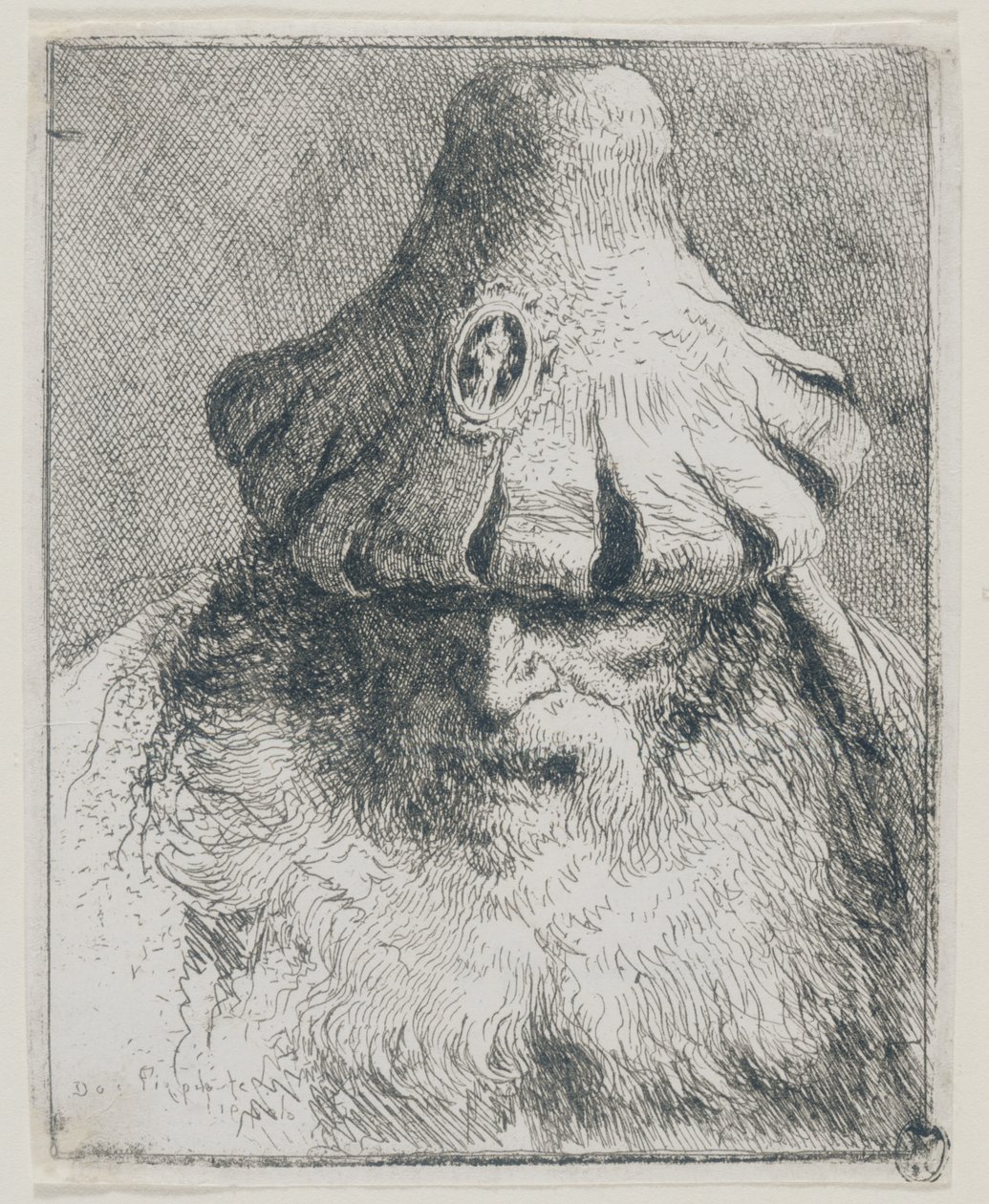 Gammel mann med kjegleformet hatt av Giovanni Domenico Tiepolo