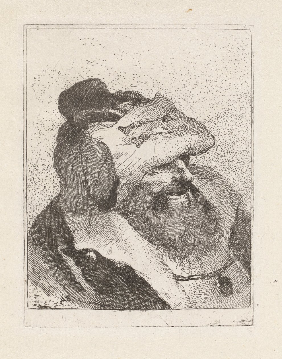 Gammel mann med hatten på pannen, fra Raccolta di Teste (samling av hoder) av Giovanni Domenico Tiepolo