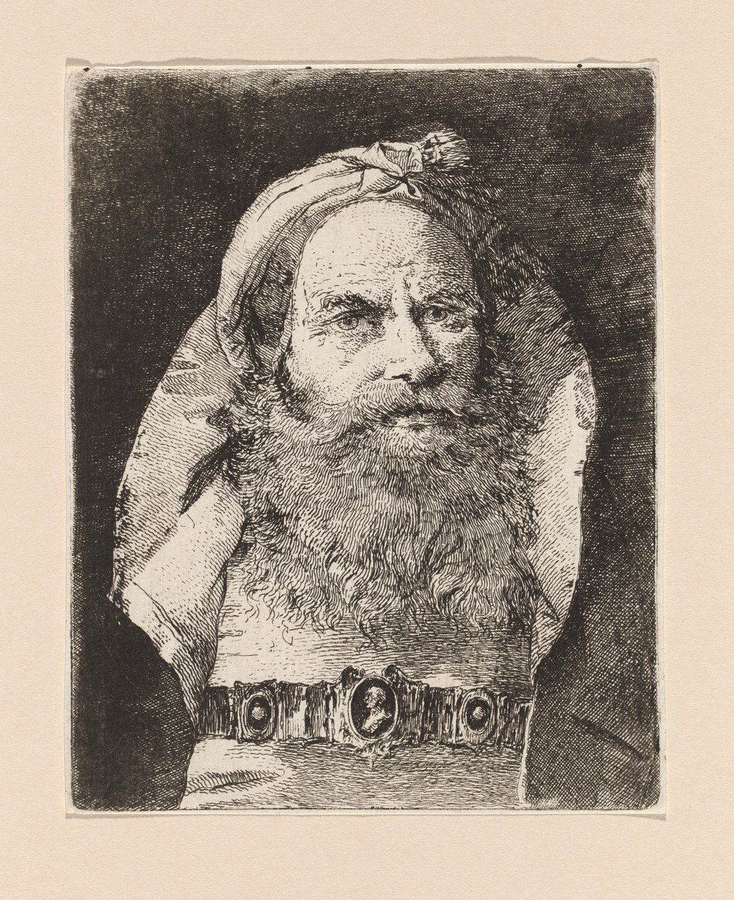 Gammel mann med liten turban, fra Raccolta di Teste (samling av hoder) av Giovanni Domenico Tiepolo