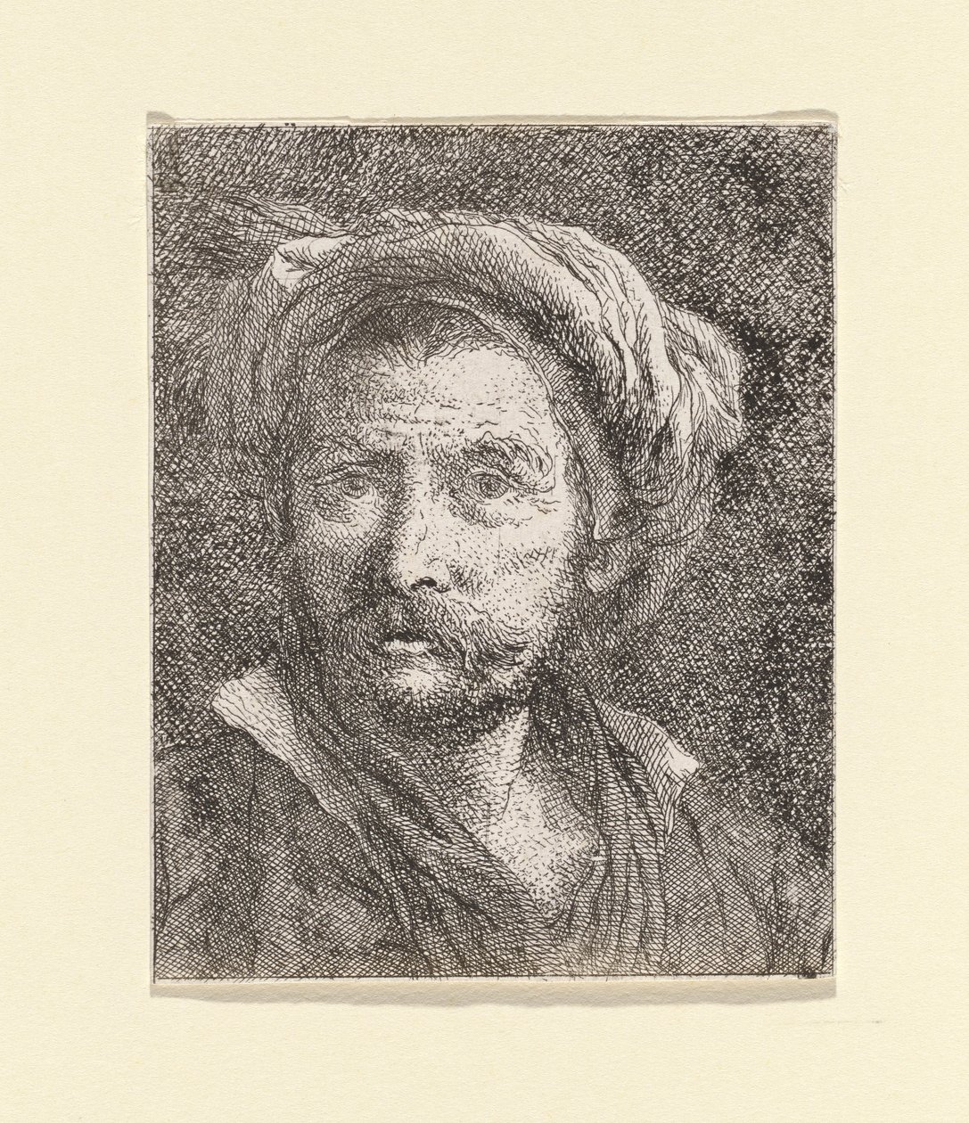 Gammel mann med turban, fra Raccolta di Teste (samling av hoder) av Giovanni Domenico Tiepolo