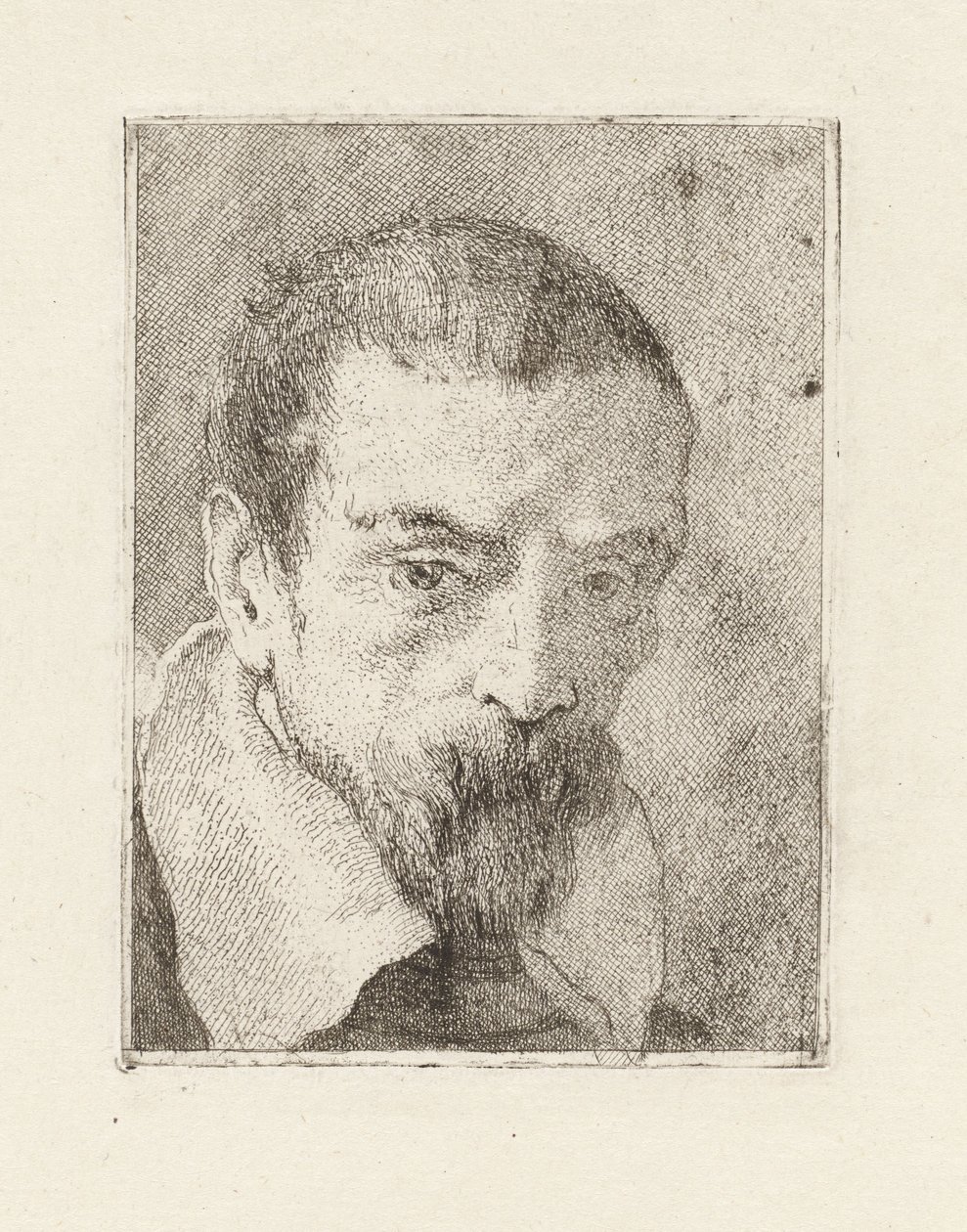 Gammel mann med skjegg og utildekket hode, fra Raccolta di Teste (Samling av hoder) av Giovanni Domenico Tiepolo