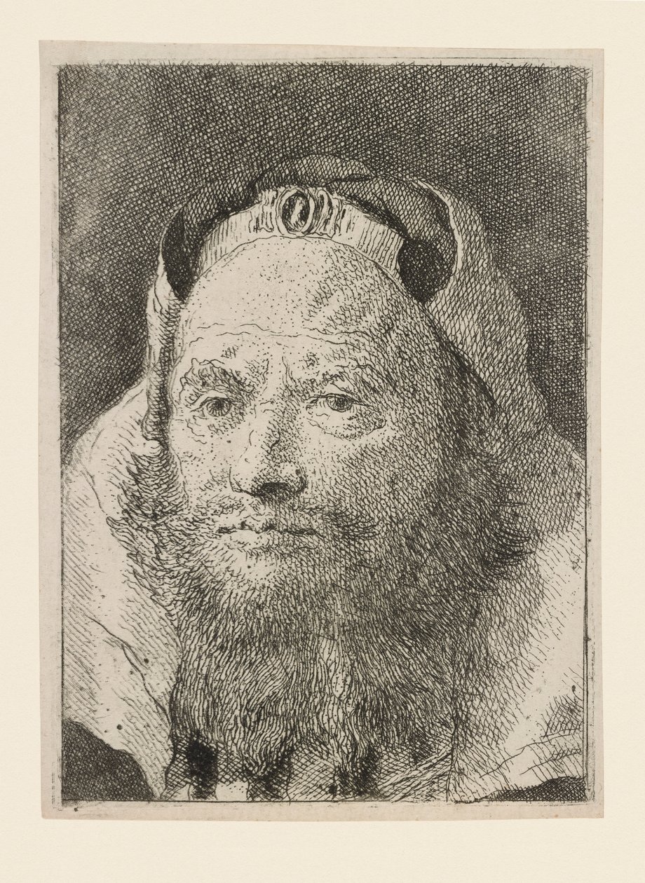 Gammel mann med skjegg, fra Raccolta di Teste (Samling av hoder) av Giovanni Domenico Tiepolo