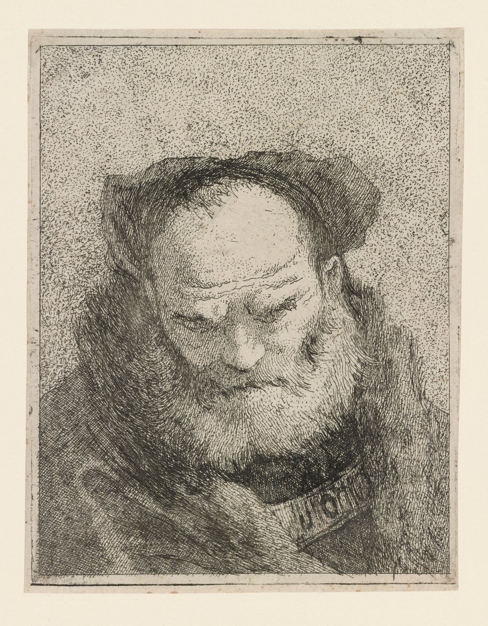 Gammel mann med skjegg, fra Raccolta di Teste (Samling av hoder) av Giovanni Domenico Tiepolo