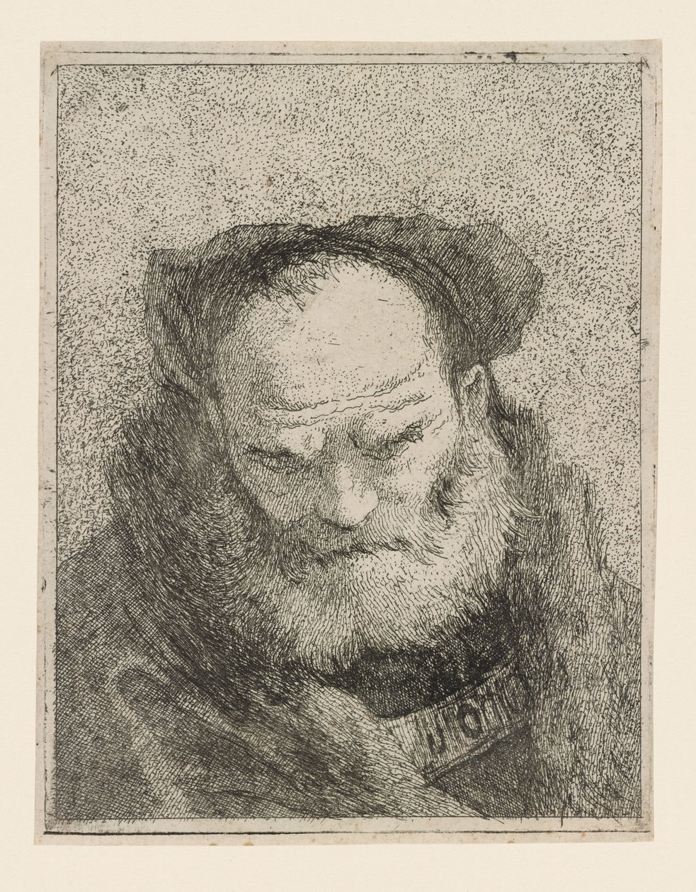 Gammel mann med skjegg, fra Raccolta di Teste (Samling av hoder) av Giovanni Domenico Tiepolo