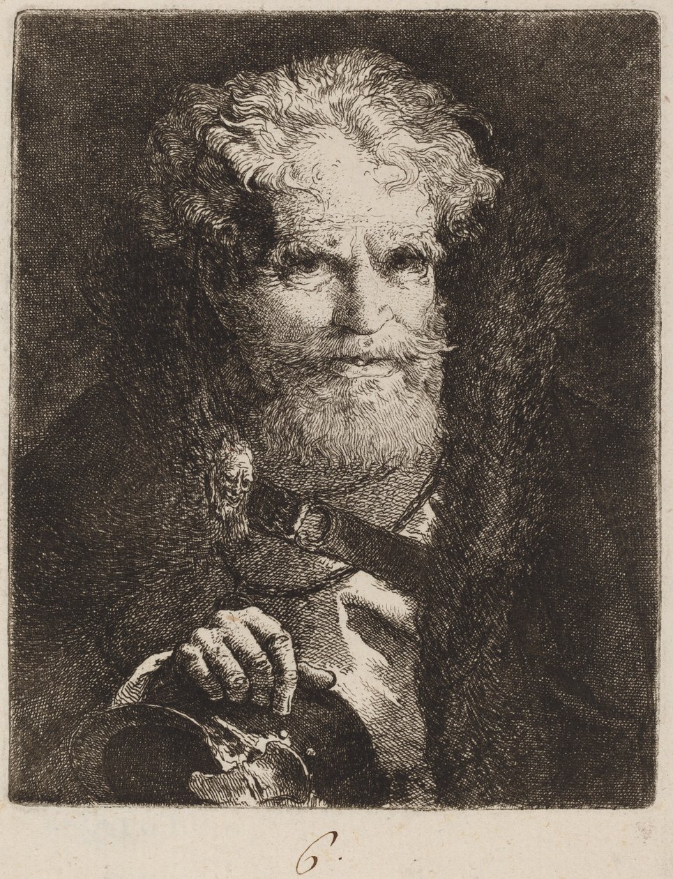 Gammel mann med hjelm av Giovanni Domenico Tiepolo