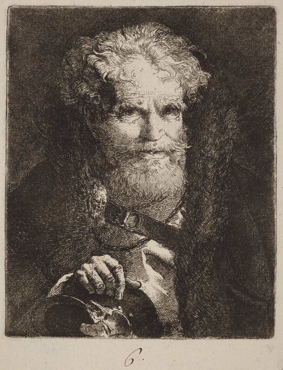 Gammel mann med hjelm av Giovanni Domenico Tiepolo