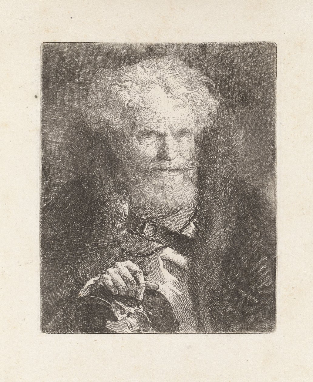 Gammel mann med hjelm, fra Raccolta di Teste (Samling av hoder) av Giovanni Domenico Tiepolo