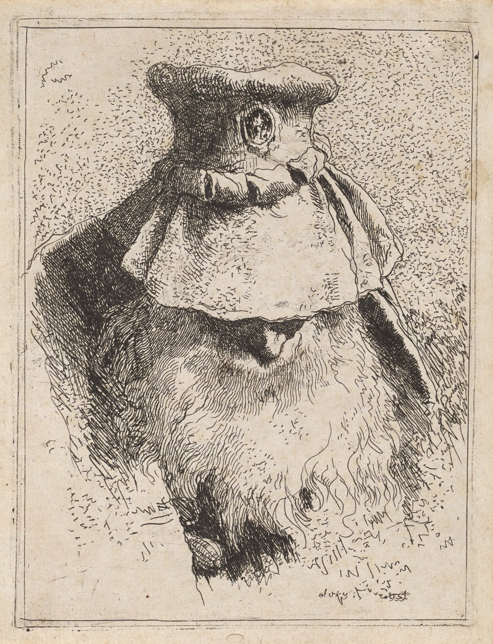 Gammel mann med en stor hatt, fra Raccolta di Teste (Hodersamling) av Giovanni Domenico Tiepolo