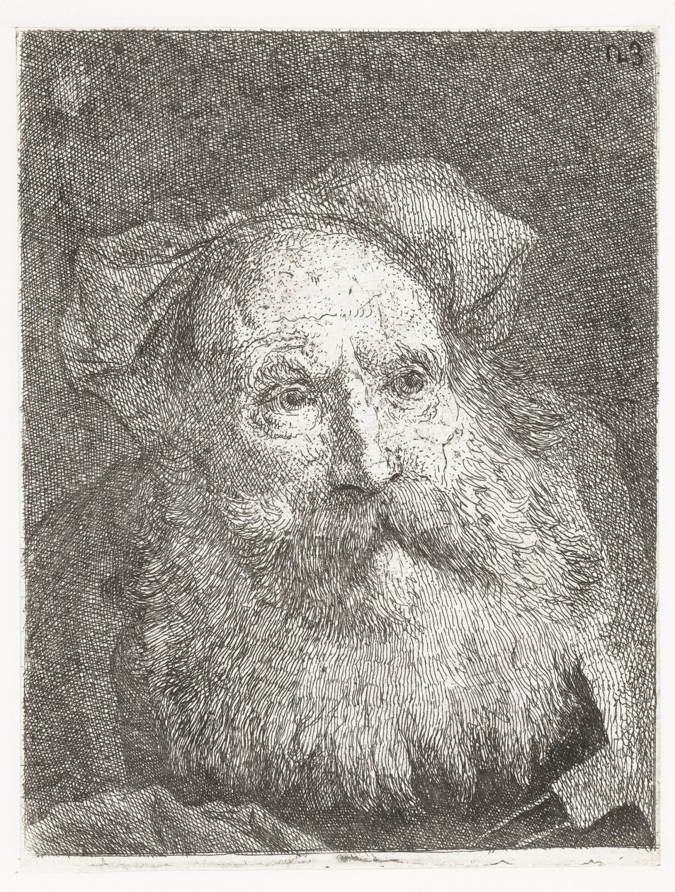 Gammel mann med skjegg Samling av hoder (serietittel) Raccolta di Teste (serietittel) av Giovanni Domenico Tiepolo