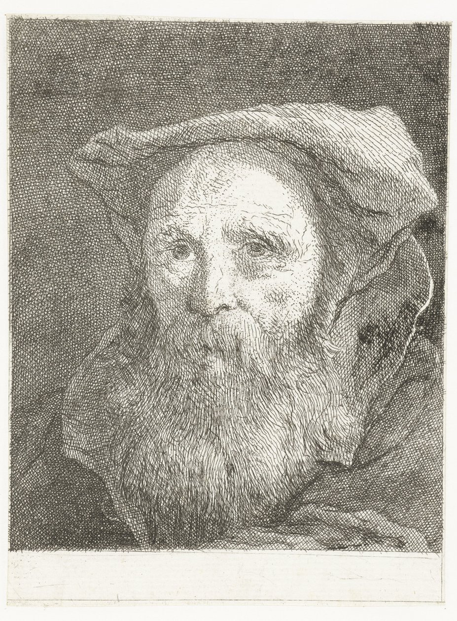 Gammel mann med skjegg og beret Samling av hoder (serietittel) Raccolta di Teste (serietittel) av Giovanni Domenico Tiepolo