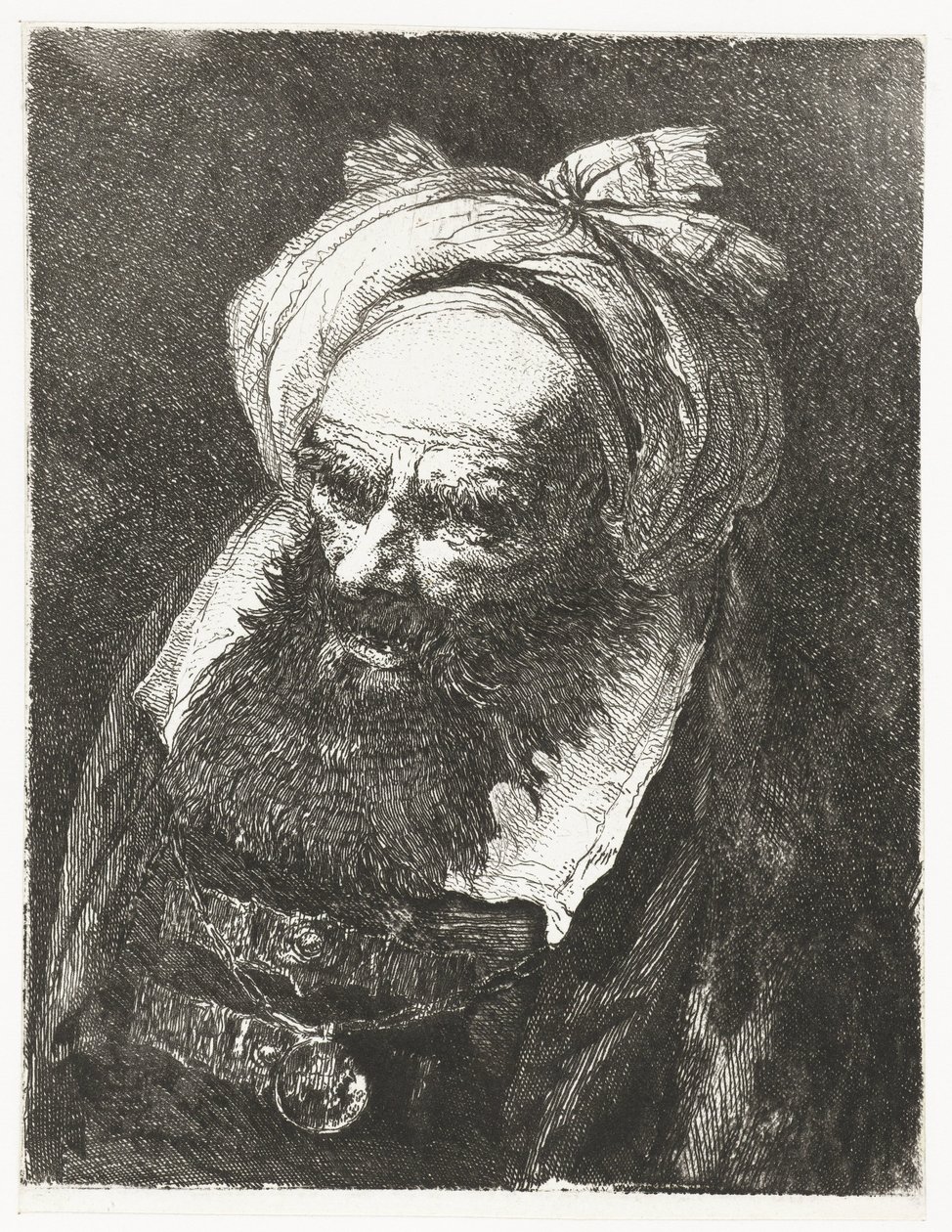 Gammel mann med turban Samling av hoder (serietittel) Raccolta di Teste (serietittel) av Giovanni Domenico Tiepolo