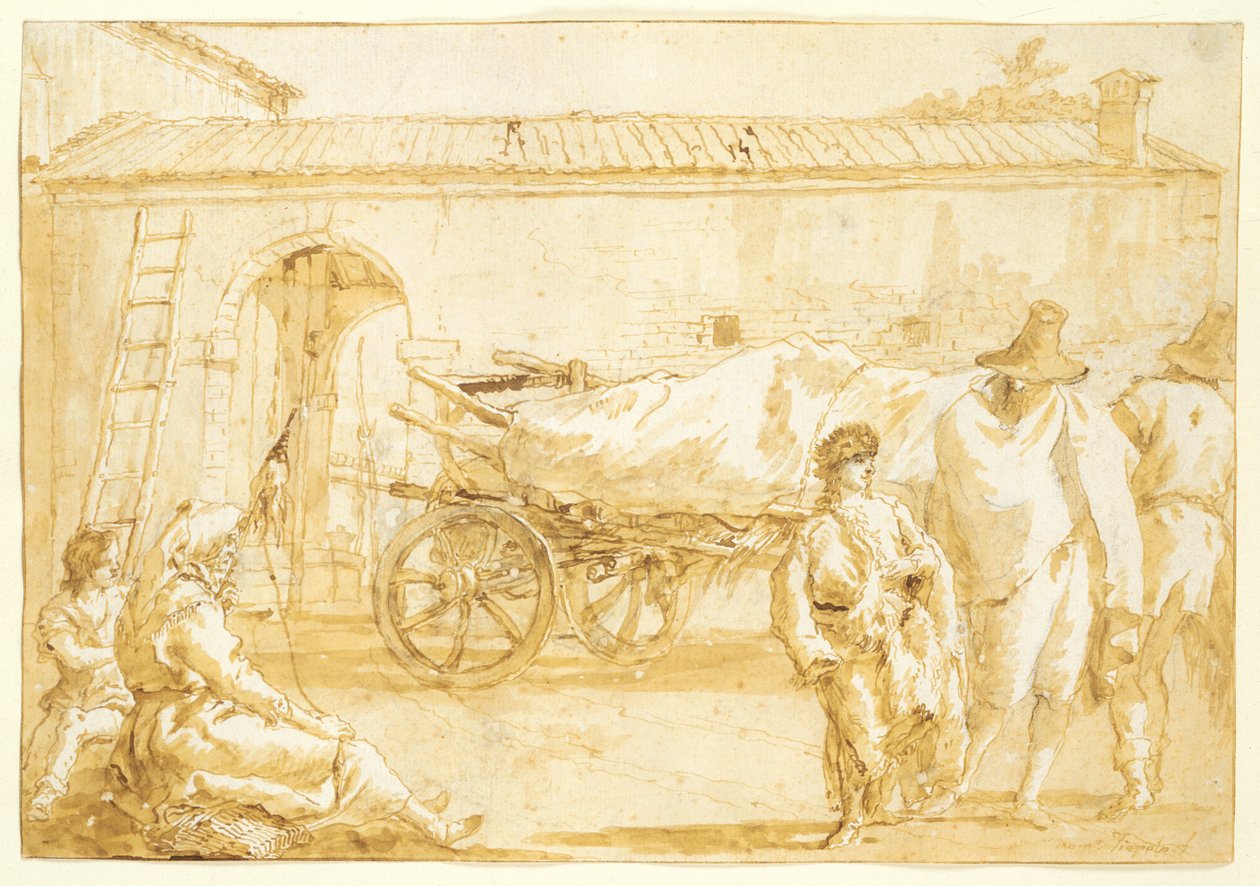 Bønder med en gårdsvogn av Giovanni Domenico Tiepolo