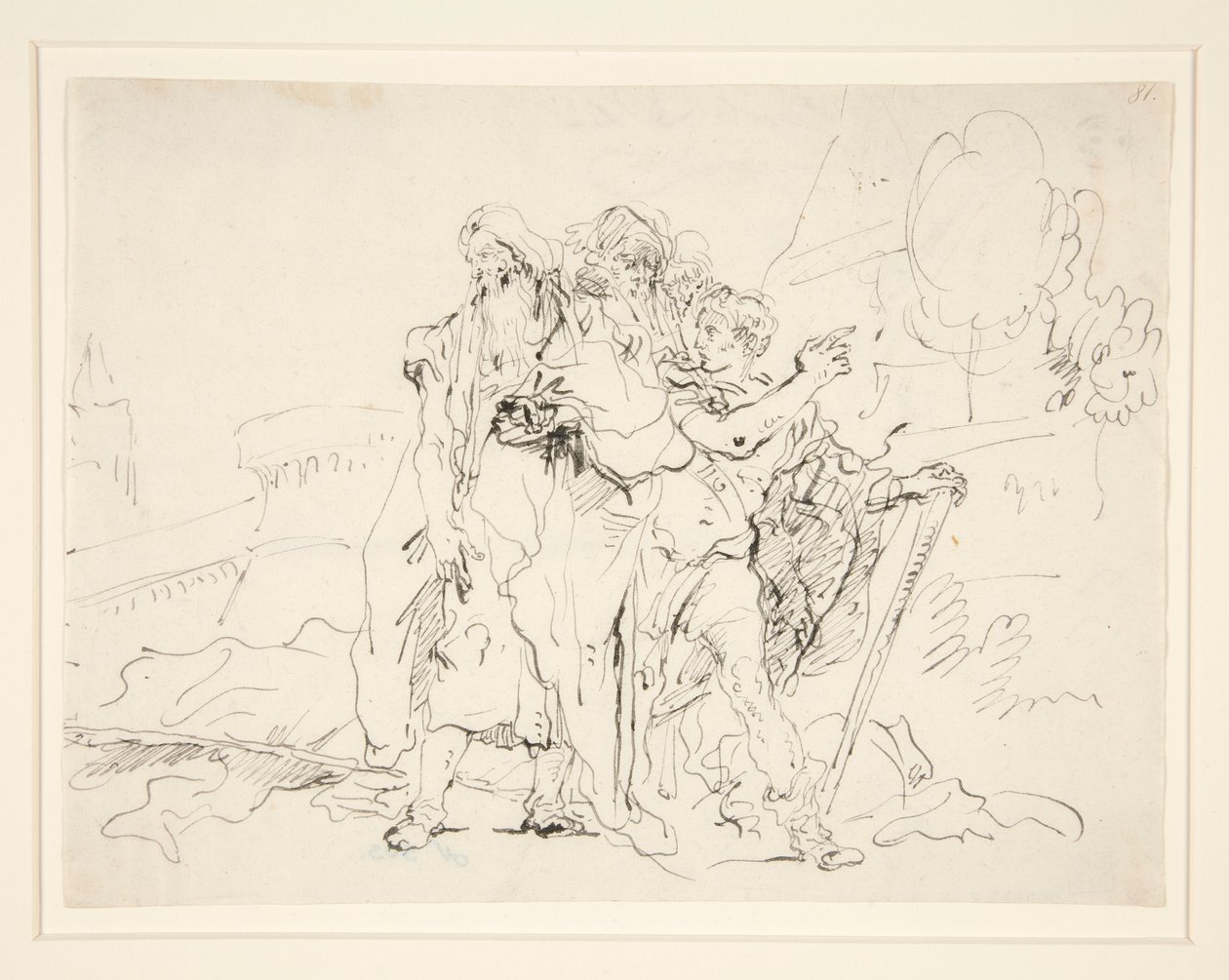 Priam og ledsagere utenfor Trojas murer av Giovanni Domenico Tiepolo