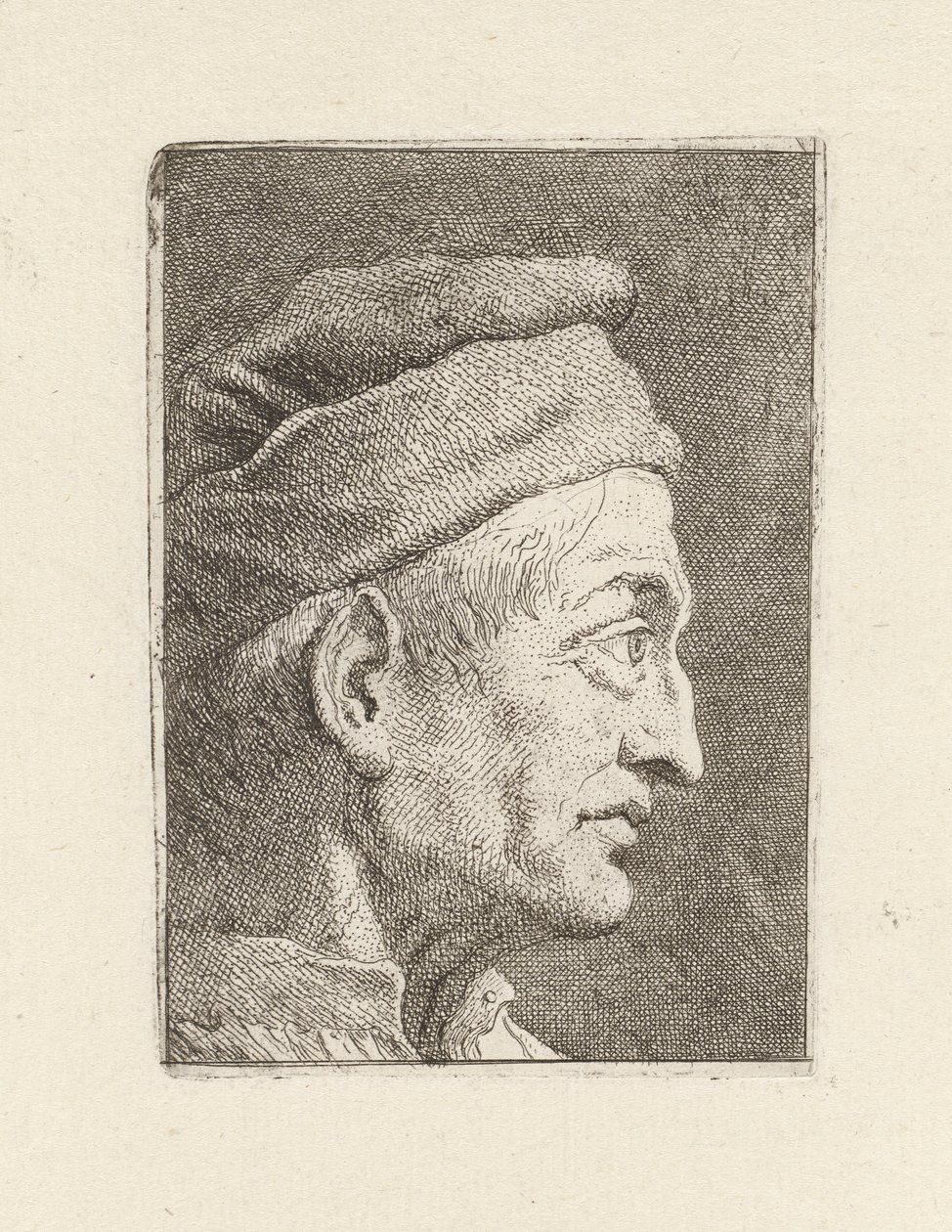 Profil av en gammel mann, fra Raccolta di Teste (Samling av hoder) av Giovanni Domenico Tiepolo