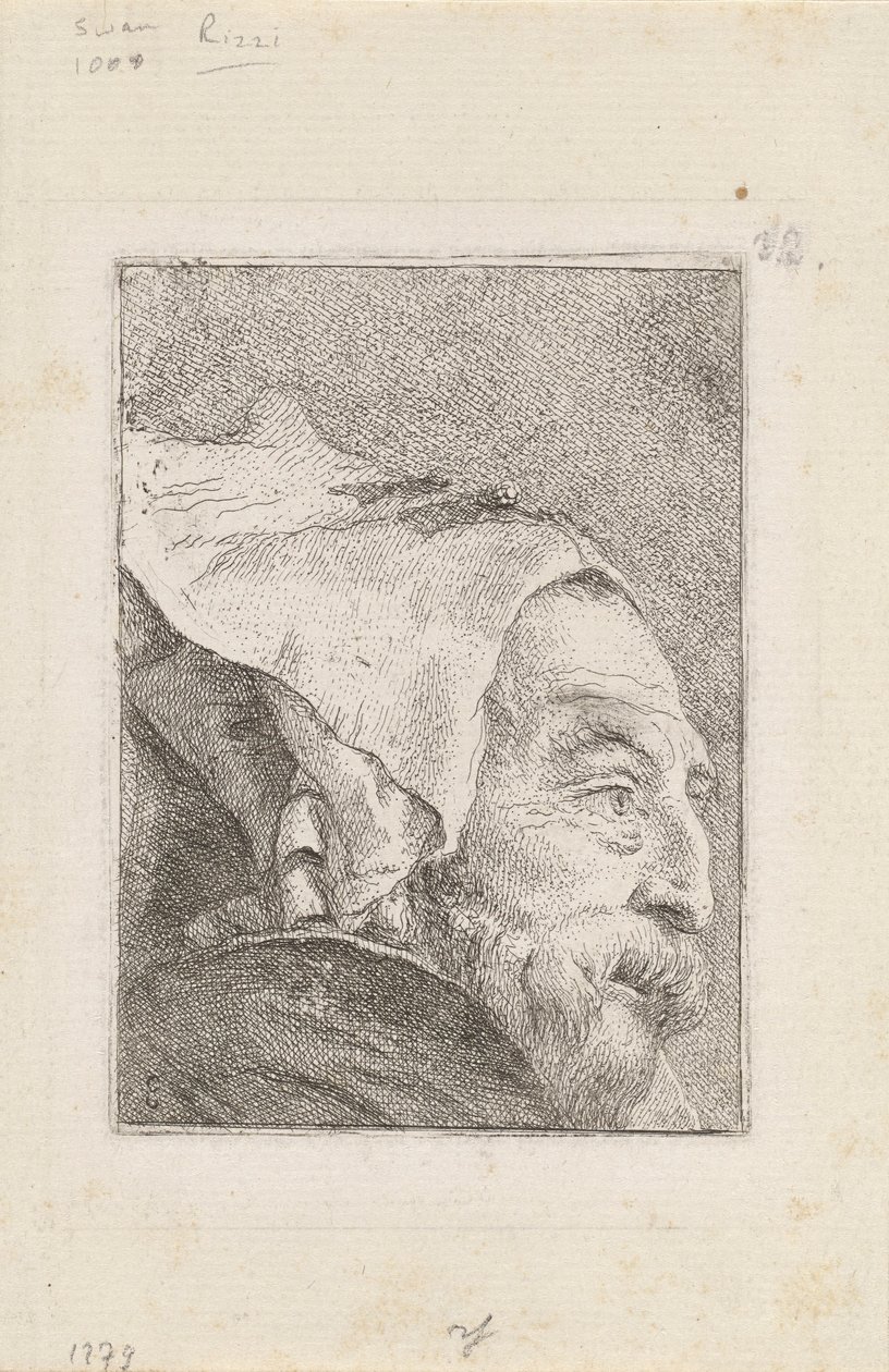 Profil av en gammel mann, fra Raccolta di Teste (Samling av hoder) av Giovanni Domenico Tiepolo