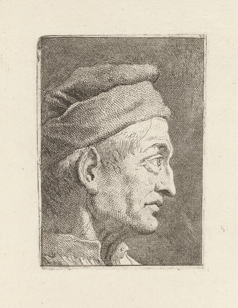 Profil av en gammel mann, fra Raccolta di Teste (Samling av hoder) av Giovanni Domenico Tiepolo