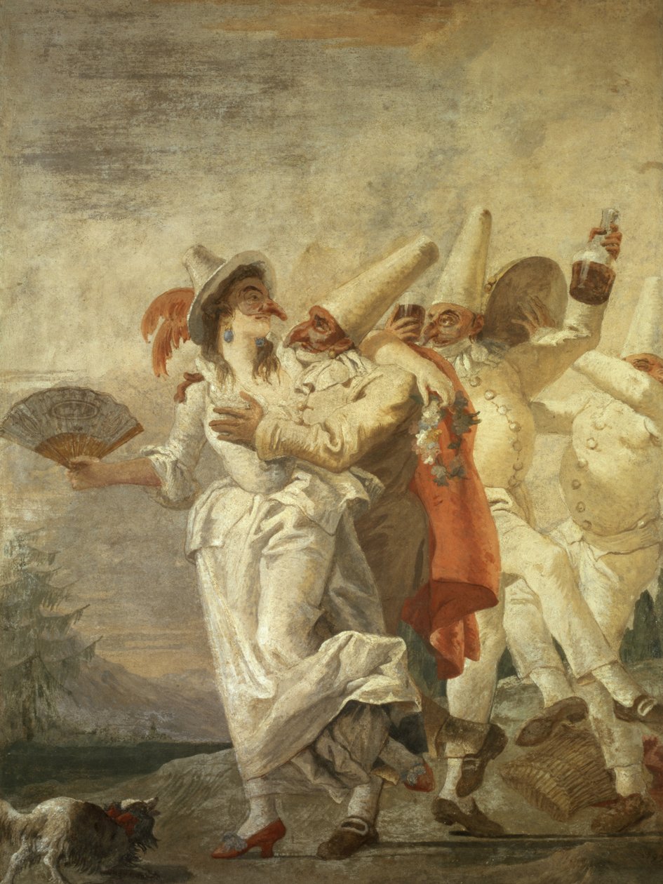 Pulcinella forelsket, ca. 1793 av Giovanni Domenico Tiepolo