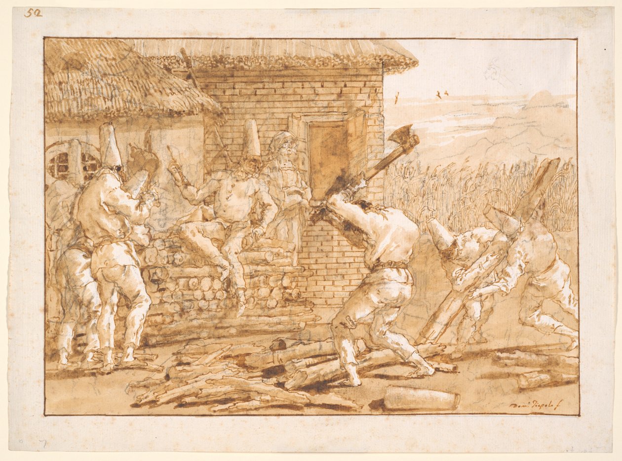 Punchinello hakkestokker av Giovanni Domenico Tiepolo