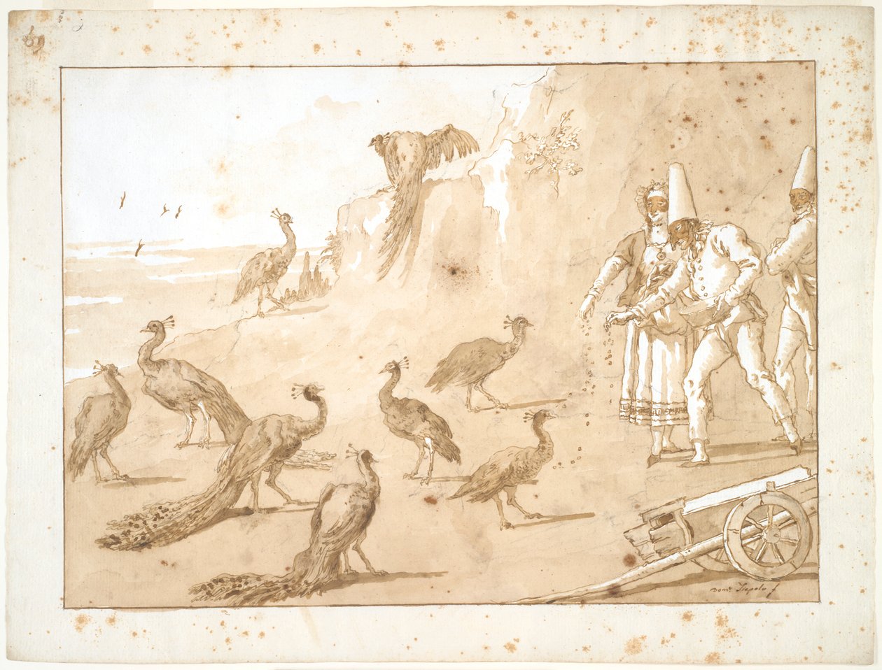 Punchinello mater påfuglene av Giovanni Domenico Tiepolo
