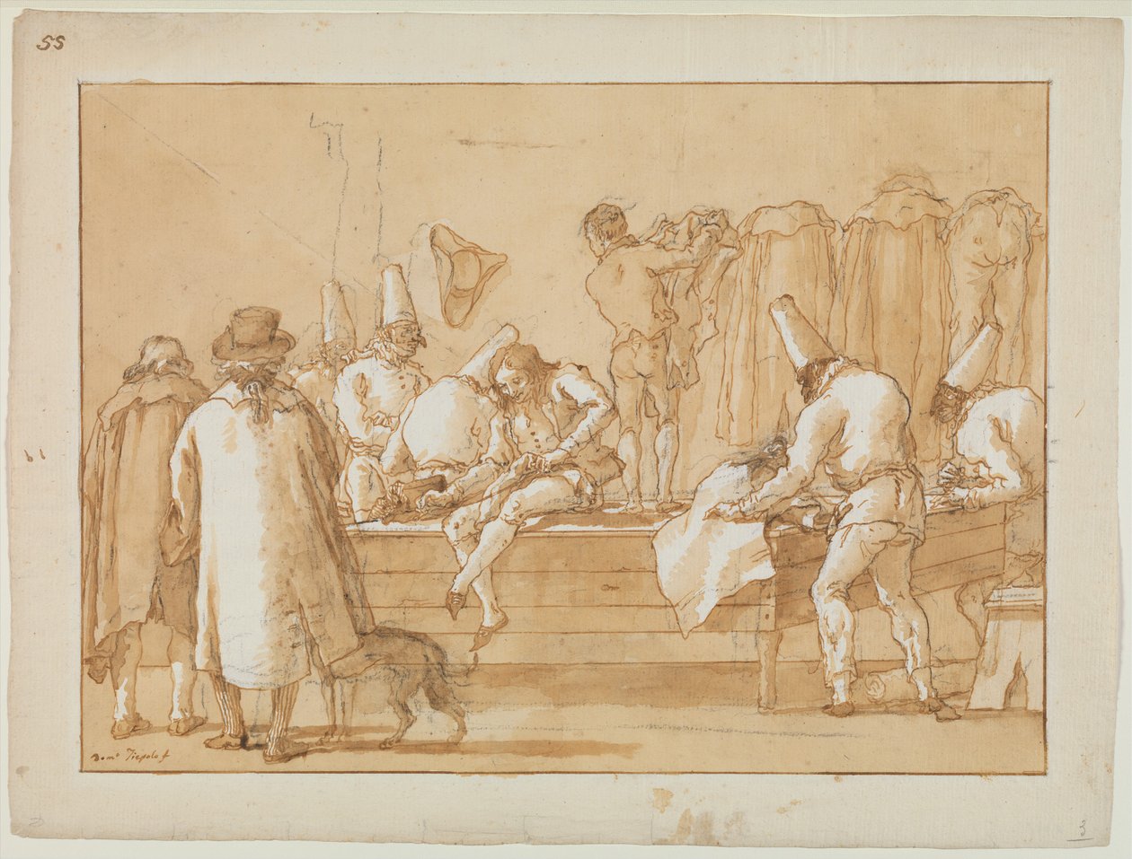 Punchinello als Schneidergehilfe av Giovanni Domenico Tiepolo