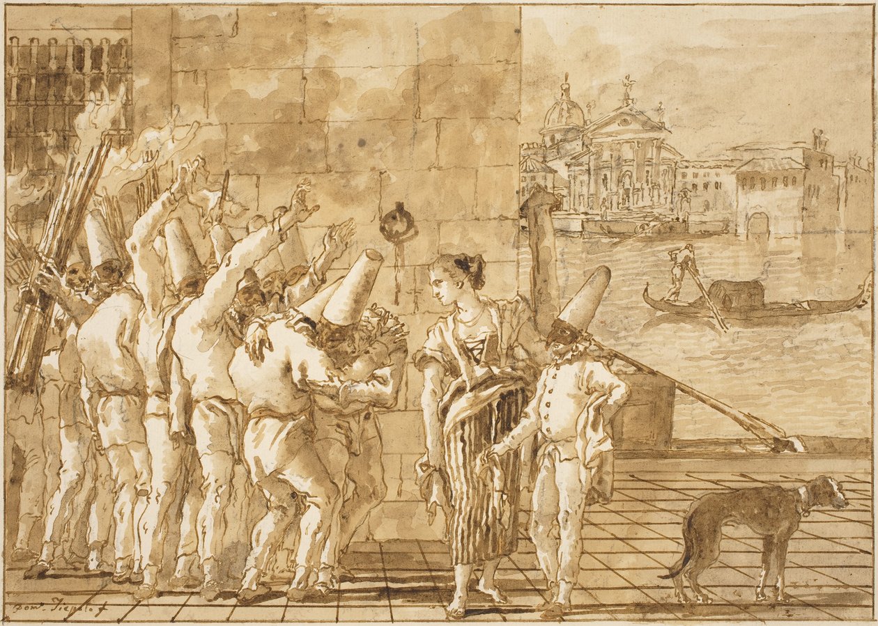 Punchinellos farvel til Venezia av Giovanni Domenico Tiepolo