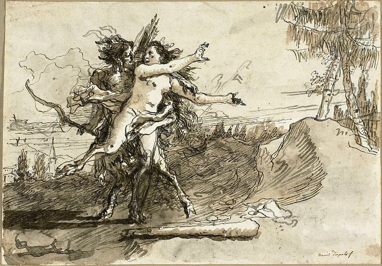 Satyr Overrasker en Satyrinne av Giovanni Domenico Tiepolo